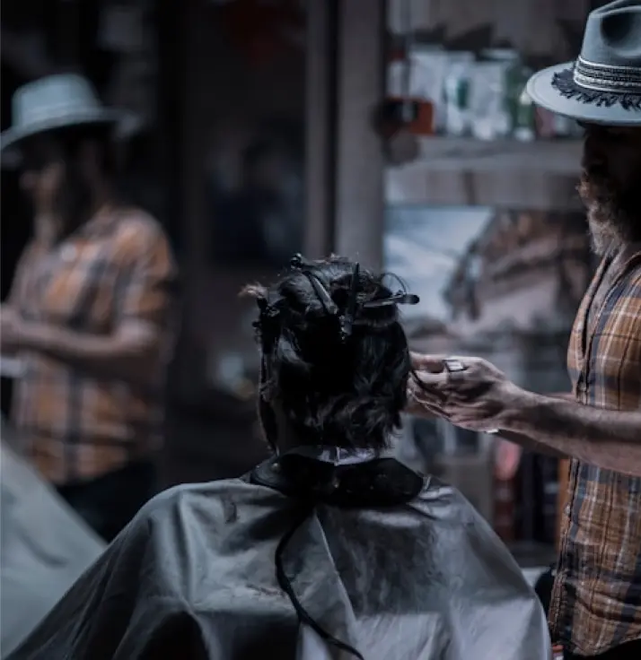 Barber styling hair